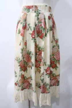 画像1: axes femme / ラフィネローズ柄タックスカート F イエロー Y-25-05-22-207-AX-SK-SZ-ZY