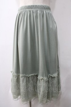 画像1: axes femme / 繊細レースミディ丈ペチスカート M ミント Y-25-05-22-208-AX-SK-SZ-ZY