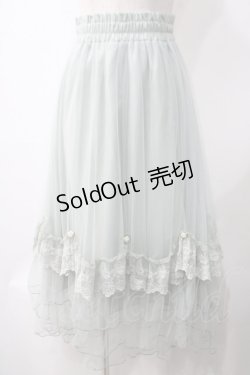 画像1: axes femme / ローズ付ドレープチュールスカート M ミント Y-25-05-22-210-AX-SK-SZ-ZY