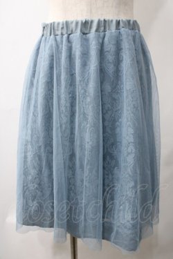 画像1: axes femme / チュールレース刺繍スカート M サックス Y-25-05-22-212-AX-SK-SZ-ZY