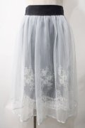 axes femme POETIQUE / お花刺繍チュールスカート M コン Y-25-05-22-215-AX-SK-SZ-ZY
