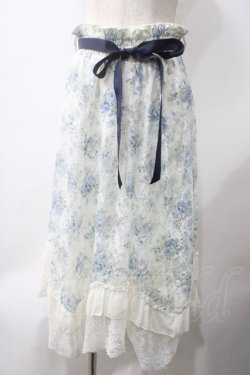 画像1: axes femme / フローラルレースイレヘムスカート F ブルー Y-25-05-22-231-AX-SK-SZ-ZY