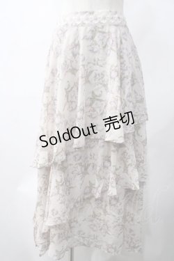 画像1: axes femme / フラワーティアードスカート M キナリ Y-25-05-22-233-AX-SK-SZ-ZI