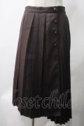 axes femme / ダブルプリーツスカート M 茶 Y-25-05-22-246-AX-SK-SZ-ZY