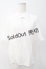 axes femme / 紫陽花装飾リボンブラウスプルオーバー  白 Y-25-05-22-028-AX-TO-SZ-ZI