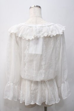 画像2: axes femme / バラ刺繍シースルーブラウス M 白 Y-25-05-22-032-AX-BL-SZ-ZY
