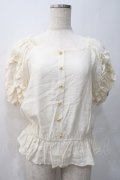 axes femme / フリルスリーブブラウス M キナリ Y-25-05-22-033-AX-TO-SZ-ZY