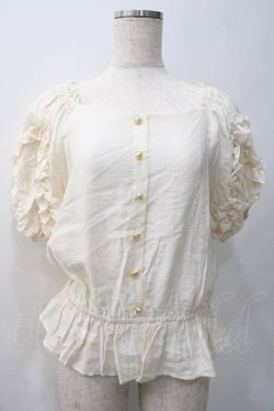 画像1: axes femme / フリルスリーブブラウス M キナリ Y-25-05-22-033-AX-TO-SZ-ZY
