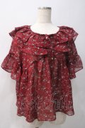 axes femme / 小花柄Ｗ襟ブラウス M アカ Y-25-05-22-035-AX-BL-SZ-ZY