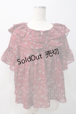 画像1: axes femme / 小花柄Ｗ襟ブラウス M アカ Y-25-05-22-035-AX-BL-SZ-ZI
