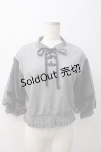 axes femme POETIQUE / チュールスリーブスウェット M グレー Y-25-05-22-042-AX-TO-SZ-ZI