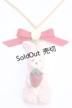 画像1: Q-pot. / ストロベリーミルクティなうさぎクッキーネックレス  ストロベリーミルク Y-25-05-25-006-QP-AC-SZ-ZY