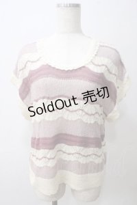 axes femme / マルチボーダーニットプルオーバー  赤 Y-25-05-25-066-AX-TO-SZ-ZY