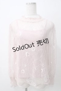 axes femme / インナーキャミ付き総レースプルオーバー  ピンク Y-25-05-25-068-AX-TO-SZ-ZY
