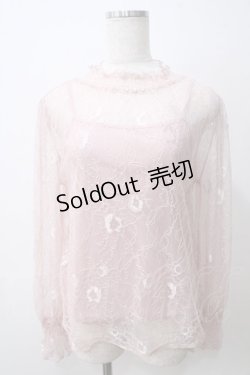 画像1: axes femme / インナーキャミ付き総レースプルオーバー  ピンク Y-25-05-25-068-AX-TO-SZ-ZY