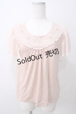 画像1: axes femme / 襟刺繍トップス  ピンク Y-25-05-25-071-AX-TO-SZ-ZY