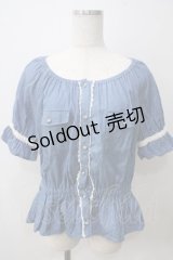 axes femme / デニム風ブラウス  ブルー Y-25-05-25-084-AX-TO-SZ-ZI