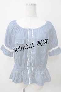 axes femme / デニム風ブラウス  ブルー Y-25-05-25-084-AX-TO-SZ-ZI