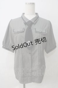 axes femme / ミリタリー風タイ付ブラウス L カーキ Y-25-05-25-085-AX-BL-SZ-ZY