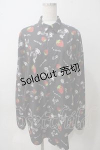 Jamie エーエヌケー / ストロベリーベアビッグシャツ M 黒 Y-25-05-25-087-LO-BL-SZ-ZY