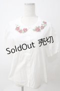 Jane Marple / ローズエンブロイダリーカラーのブラウス M ホワイト×レッド Y-25-05-25-088-JM-BL-SZ-ZY
