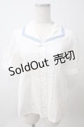 Jane Marple / クラシックマリンカラーのブラウス M オフホワイト×ブルーグレイライン Y-25-05-25-089-JM-BL-SZ-ZY