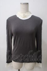 画像1: 【SALE】Jane Marple / モチーフレースカラープルオーバー M チャコール Y-25-05-25-095-JM-TO-SZ-ZT457 (1)