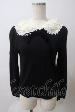 画像1: Jane Marple / マルチレースカラーカットソー M 黒 Y-25-05-25-096-JM-TO-SZ-ZY
