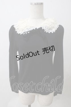 画像1: Jane Marple / マルチレースカラーカットソー M 黒 Y-25-05-25-096-JM-TO-SZ-ZY