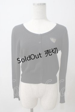 画像1: Emily Temple cute / ハートロゴ刺繍ラメニットカーディガン  黒 Y-25-05-25-102-ET-TO-SZ-ZY