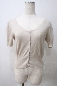 Emily Temple cute / ハートロゴ刺繍 ラメニットパフカーディガン  ベージュ Y-25-05-25-105-ET-TO-SZ-ZY