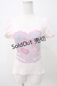 BABY,THE STARS SHINE BRIGHT / チェリーリボンTシャツ  ピンク Y-25-05-25-106-BA-TO-SZ-ZY