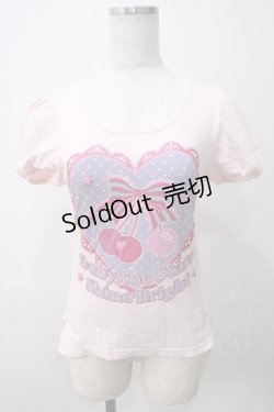 画像1: BABY,THE STARS SHINE BRIGHT / チェリーリボンTシャツ  ピンク Y-25-05-25-106-BA-TO-SZ-ZY