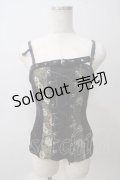 Ozz On / ジャガード×ベロアレースアップキャミソール  黒 Y-25-05-25-110-OO-TS-SZ-ZY