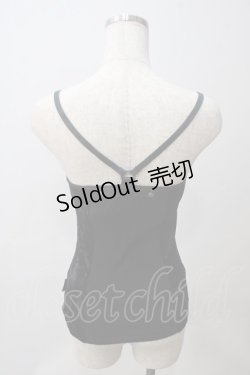 画像2: Ozz On / ジャガード×ベロアレースアップキャミソール  黒 Y-25-05-25-110-OO-TS-SZ-ZY