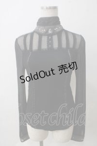 OZZ ANGELO / スリーブ切替ハイネックブラウス  黒 Y-25-05-25-111-OO-BL-SZ-ZY