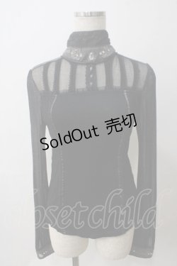 画像1: OZZ ANGELO / スリーブ切替ハイネックブラウス  黒 Y-25-05-25-111-OO-BL-SZ-ZY
