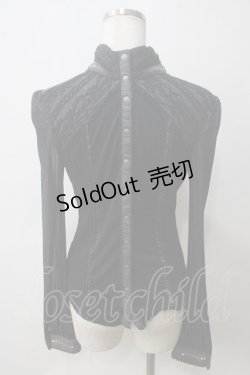 画像2: OZZ ANGELO / スリーブ切替ハイネックブラウス  黒 Y-25-05-25-111-OO-BL-SZ-ZY
