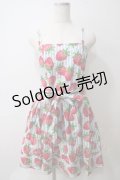 Jane Marple / ストロベリーmeetsストライプのサンドレス M サックス Y-25-05-25-113-JM-OP-SZ-ZY