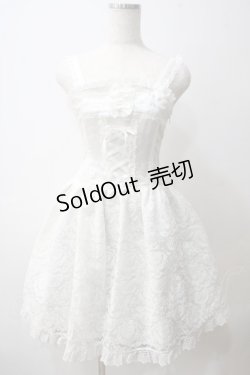 画像1: BABY,THE STARS SHINE BRIGHT / Victorian Secret KEY柄リボンリボンジャンパースカート  ホワイト Y-25-05-25-133-BA-OP-SZ-ZY
