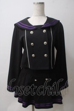 画像1: Amilige / セーラーセットアップ  ブラック×パープル Y-25-05-25-137-PU-OP-SZ-ZY