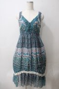 axes femme / シフォン花柄ワンピース  グリーン Y-25-05-25-150-AX-OP-SZ-ZY