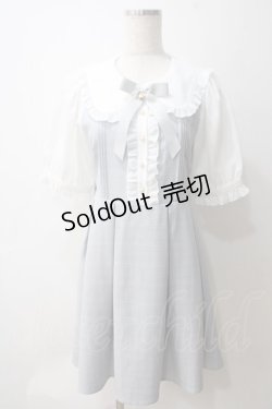 画像1: Amavel / ハートリボンチェック切替ワンピース F サックス Y-25-05-25-156-CA-OP-SZ-ZY