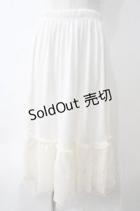 axes femme / 繊細レースミディ丈ペチスカート M 生成り Y-25-05-25-167-AX-SK-SZ-ZY