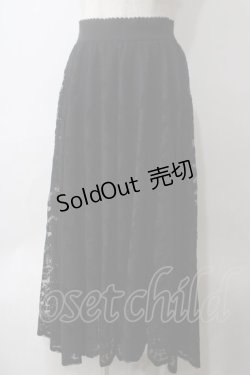 画像1: axes femme / レースサーキュラースカート  黒 Y-25-05-25-172-AX-SK-SZ-ZY