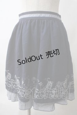 画像1: axes femme POETIQUE / メルヘン刺繍スカート M 紺 Y-25-05-25-175-AX-SK-SZ-ZY