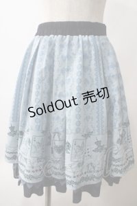 axes femme / トランプメルヘン柄スカート M サックス Y-25-05-25-176-AX-SK-SZ-ZY