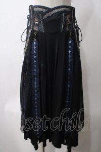 Ozz oneste / 袴デザインスカート  黒×紺 Y-25-05-25-191-OO-PA-SZ-ZY