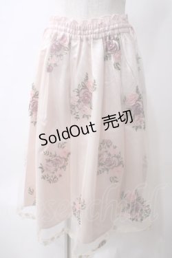 画像1: axes femme / ローズ刺繍チュールスカート  ピンク Y-25-05-25-203-AX-SK-SZ-ZY