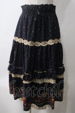 画像1: axes femme / ドット花柄スカート  紺 Y-25-05-25-204-AX-SK-SZ-ZY